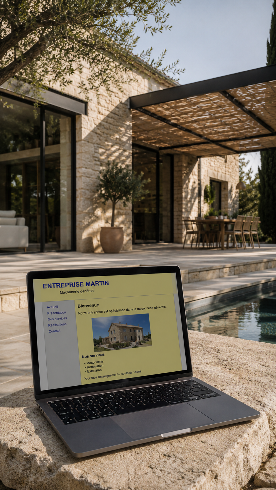 Belle construction villa avec pergola et piscine